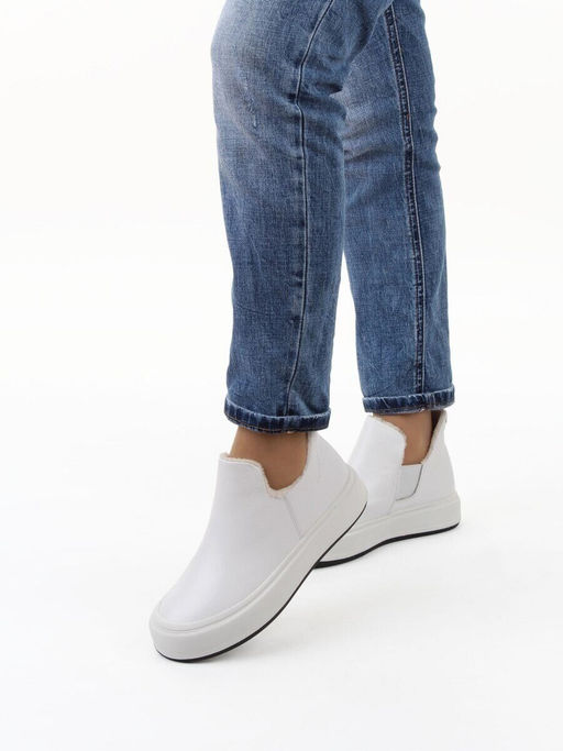 01-XKL24-067R WHITE Ботинки демисезонные женские (натуральная кожа, байка) - Алиса фото 2