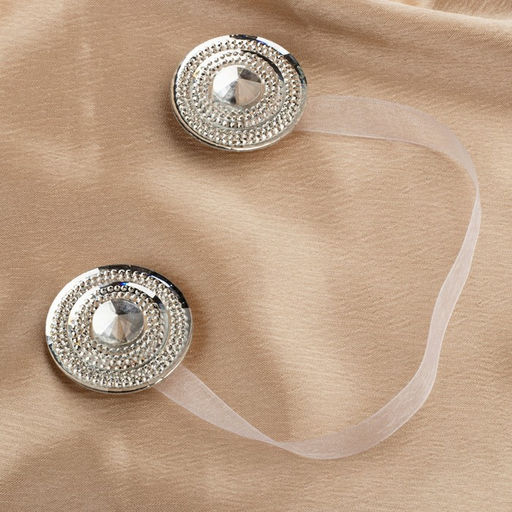 Цена за 2 шт. Подхват для штор «Блестящий круг», d=4.5 см, белый