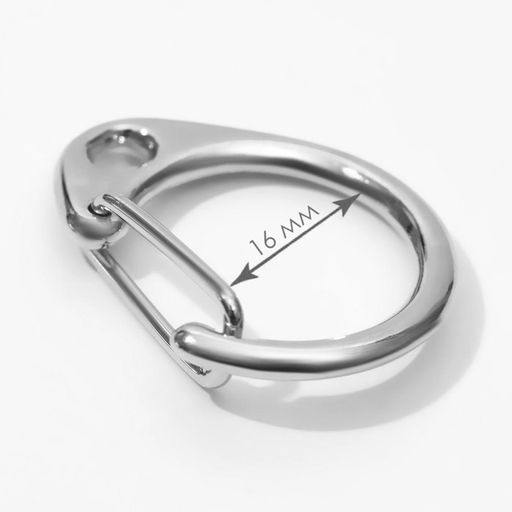 Цена за 2 шт. Карабин металлический «Круг», d=16 мм, 25×20 мм, 10 шт., цвет серебряный