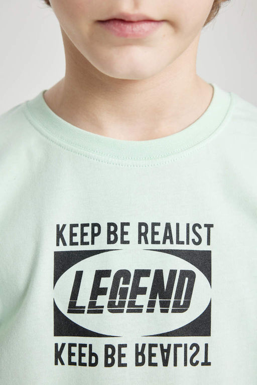 Футболка с короткими рукавами и круглым вырезом для мальчиков с принтом - Defacto фото 5