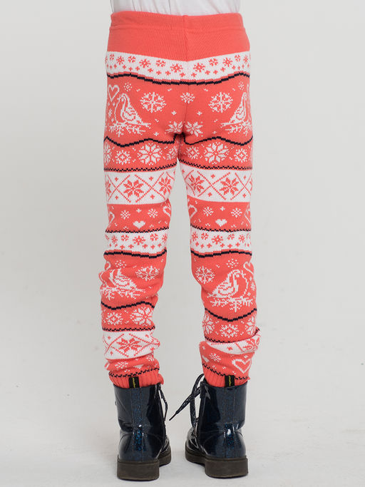 Лосины (Рейтузы) для девочек 212-6135. 388/189/10054 живой коралл/т.синий/белый