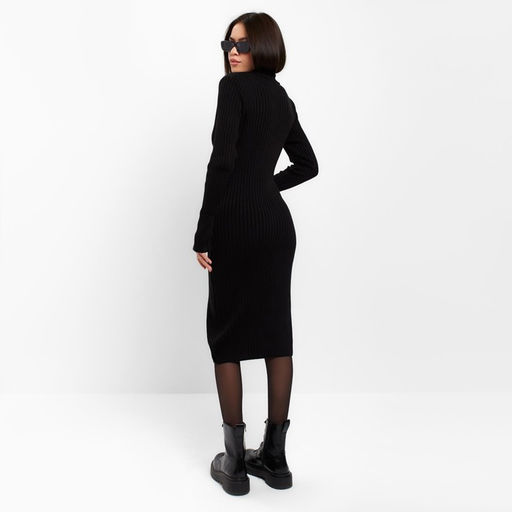 Платье женское миди MIST Knitwear, чёрное, размер 46