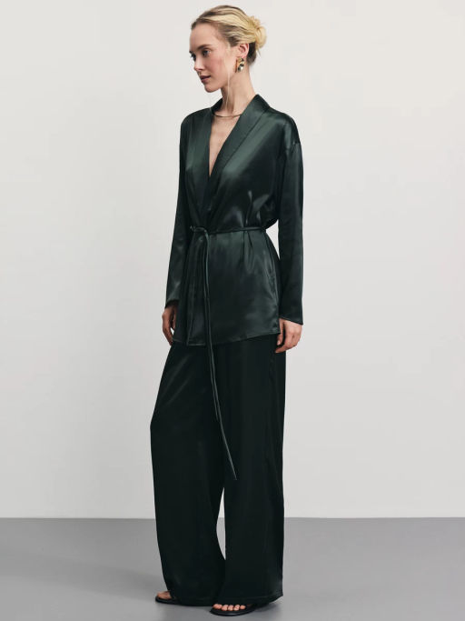 Атласное кимоно с поясом / Zarina  фото 2