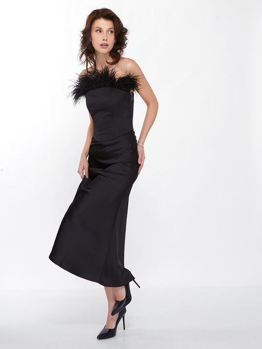 Юбка по косой атласная OD-900-1 черная - Tantino фото 9