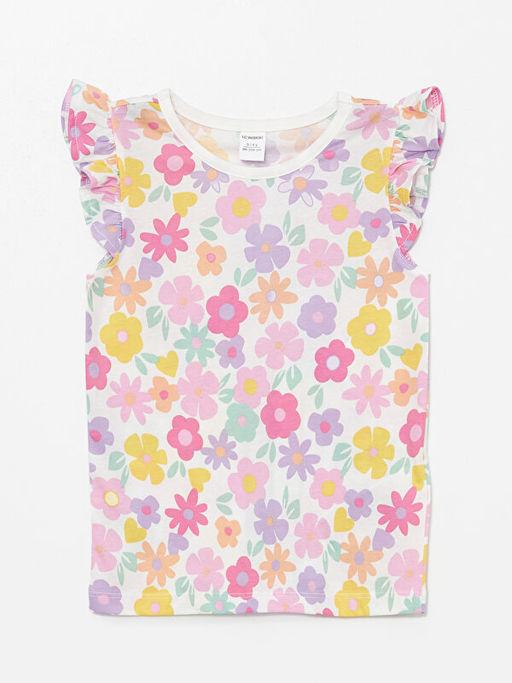 Bisiklet Yaka K?sa Kollu Bask?l? K?z Bebek Ti??rt 3l? - Waikiki фото 2