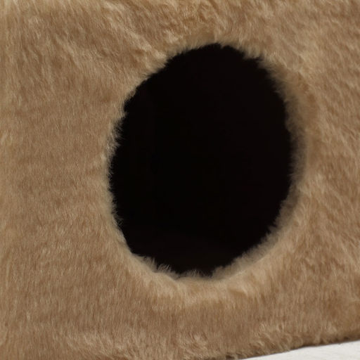 Домик для кошек с когтеточкой, 37×37×111 см, с двумя полками, джут, бежевый