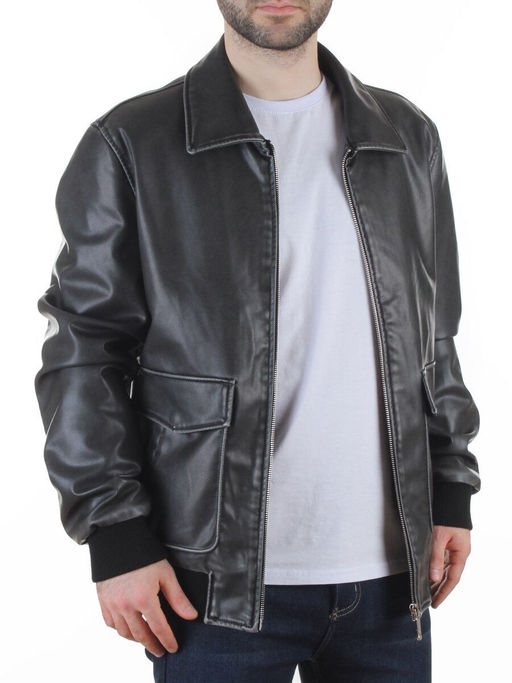 258209846 DK. GRAY Куртка мужская демисезонная (эко-кожа)