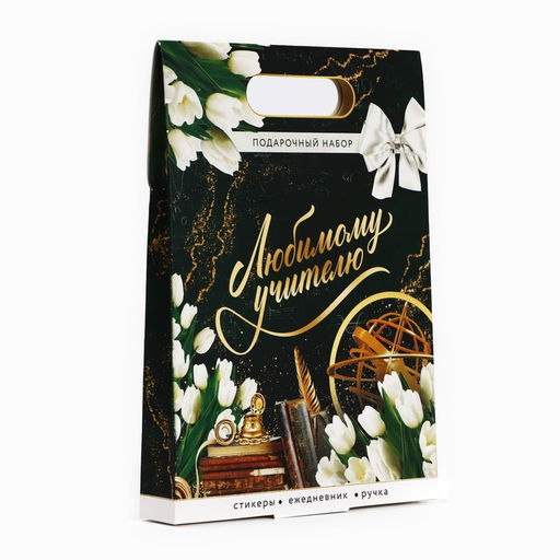 Подарочный набор Любимому учителю, ежедневник А5, 80 л, стикеры и ручка