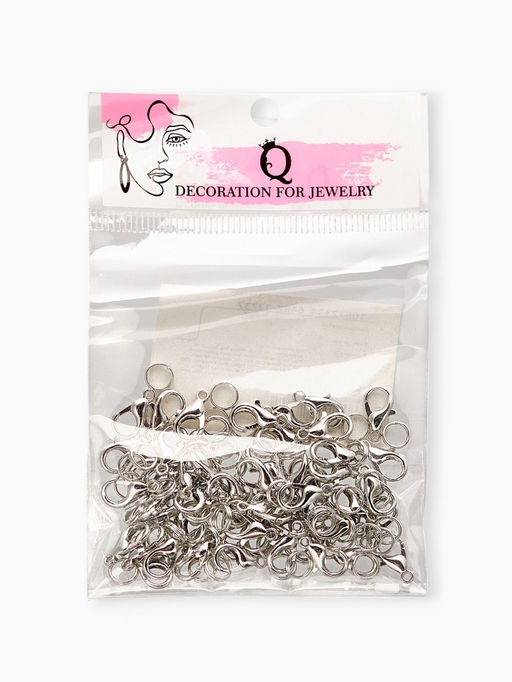 Замок-карабин, набор 55 замков, 55 колец, 12?7 мм, цвет серебро