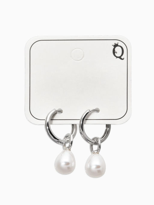 Серьги жемчуг "Бусина на ножке", цвет белый в серебре