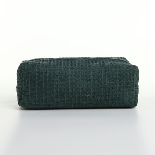 Косметичка женская на молнии TEXTURA, объёмная, большая, мягкая, вафельная текстура, зелёная  фото 7