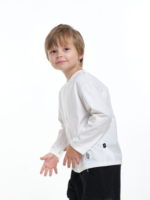 Базовый лонгслив для мальчика 22-6007 белый - Mini maxi фото 36