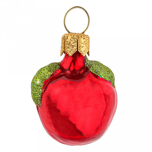 Елочная игрушка фигурка стеклянная Яблочко мини h4см, ручная художественная роспись, подарочная упаковка (Россия)
