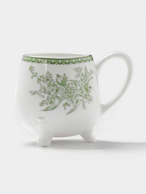 Чайная пара WY Bloomware, 2 предмета; чашка 220 мл, блюдце 15 см, фарфор, белая, зелёная