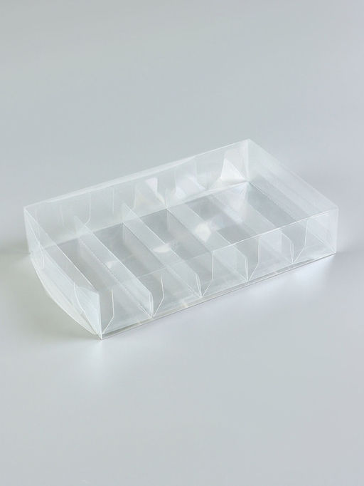 Цена за 5 шт. Коробка под 5 эклеров, прозрачная, складная PVC, 25×15×5 см