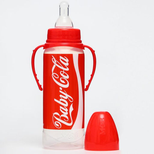 Бутылочка для кормления малыша M&B Baby Cola, классическое горло, с ручками, от 3 мес., 250 мл., цилиндр