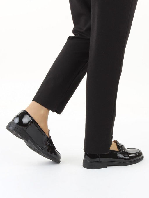 03-DEB55-2 BLACK Лоферы женские (натуральная кожа)