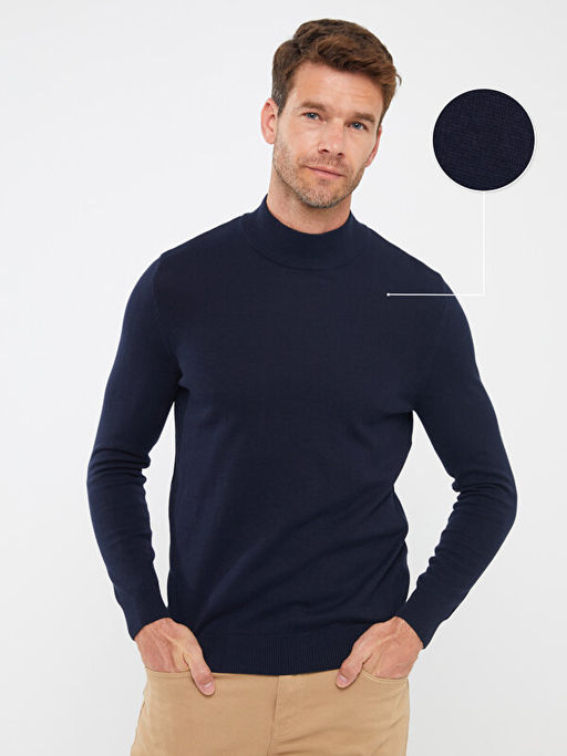 Yar?m Bal?k?? Yaka Uzun Kollu Erkek Triko Kazak