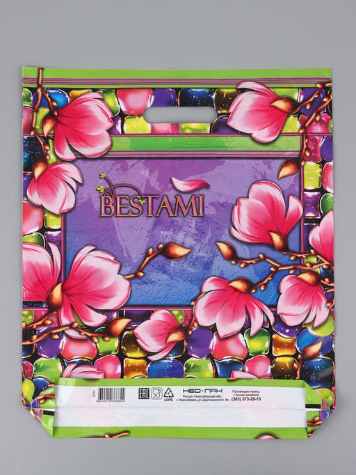 Цена за 25 шт. Пакет "Сакура , полиэтиленовый с вырубной ручкой 38х45 см, 60 мкм