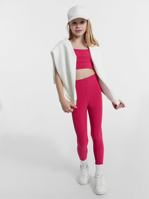 Легинсы для девочек для занятий спортом розовые