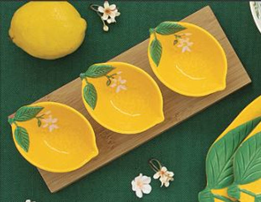 Набор для закусок, 3 пр, на подставке, фарфор P/бамбук, желтый, Лимон, Fleurs et Citrons - Easy life фото 5