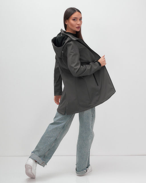 Парка спортивная женская с капюшоном softshell темно-серого цвета 9568TC - Mtforce фото 19