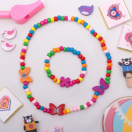 Цена за 2 шт. Набор детских украшений Выбражулька «Нежность бабочки», 2 предмета: бусы, браслет d=4.6 см разноцветный