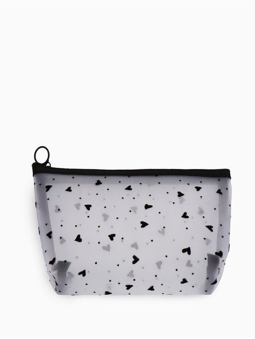 Косметичка дор Сердца, сетка 17*6,5*13,5, отд на молнии, белый