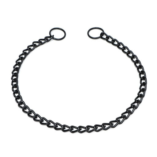 Ошейник - удавка металлический однорядный, 55 см, толщина проволоки 2,5 мм, черный - Пижон фото 2