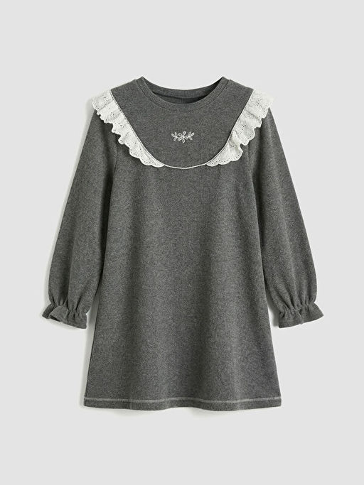 Bisiklet Yaka Nak??l? K?z ?ocuk Elbise