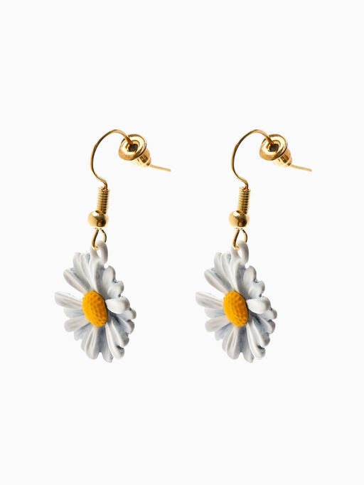 Цена за 2 шт. Серьги металл «Ромашки», жёлто-белые