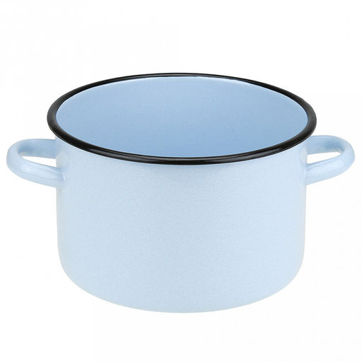 Кастрюля эмалированная 2,9л, д25см, h12см, цилиндрическая форма, металлическая крышка, серо-голубой (Россия) - Домашняя мода фото 2