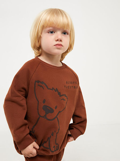 Bisiklet Yaka Bask?l? Erkek Bebek Sweatshirt - Waikiki фото 2