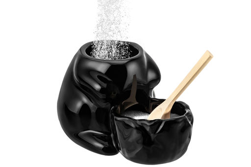 Банка для сыпучих Elan Gallery Заяц 400 мл фарфор черная с ложкой  фото 5