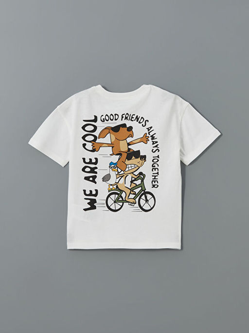 Bisiklet Yaka Bask?l? Erkek ?ocuk Ti??rt