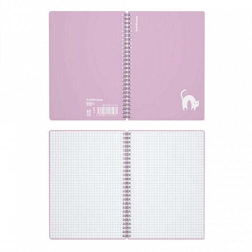 Цена за 2 шт. Тетрадь общая с пластиковой обложкой на спирали ErichKrause Brave cats, фиолетовый, A5, 80 листов, клетка  фото 3