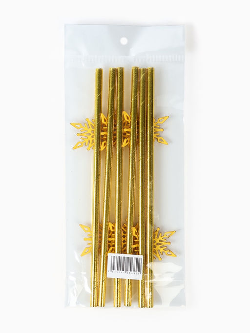 Трубочки для коктейля Снежинки, набор 6 шт.