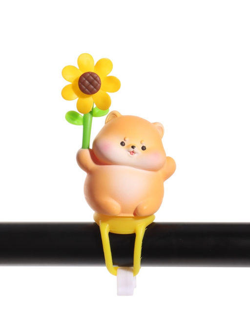 Сувенир PVC "Корги с ветерком-подсолнухом" 5х4х8,5 см