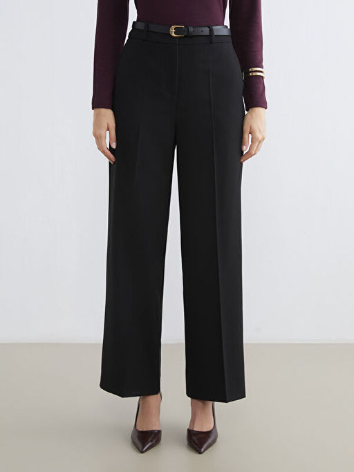 Beli Kemerli Geni? Pa?a Kad?n Pantolon