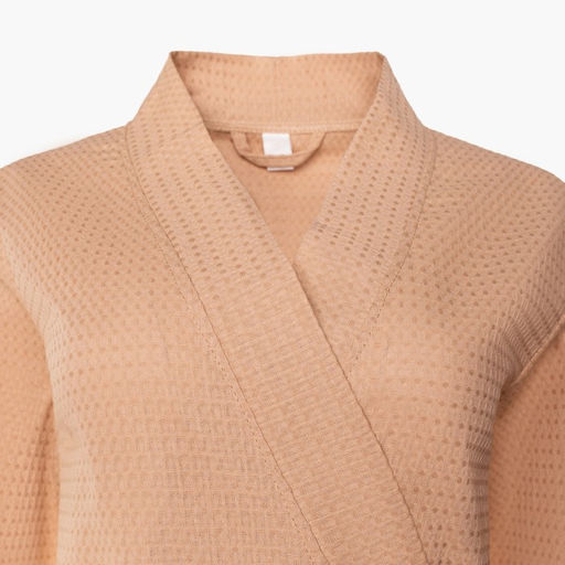 Халат вафельный женский Экономь и Я рукав 3/4, размер 50-52, бежевый, 100% хлопок, 200 г/м²