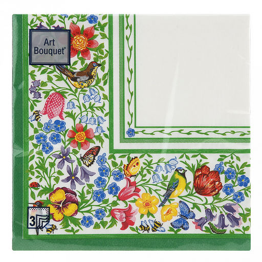 Салфетки бумажные "Art Bouquet" 33х33см, 3-х слойные, 20 штук в упаковке, 100% целлюлоза, "Лето" (Россия)