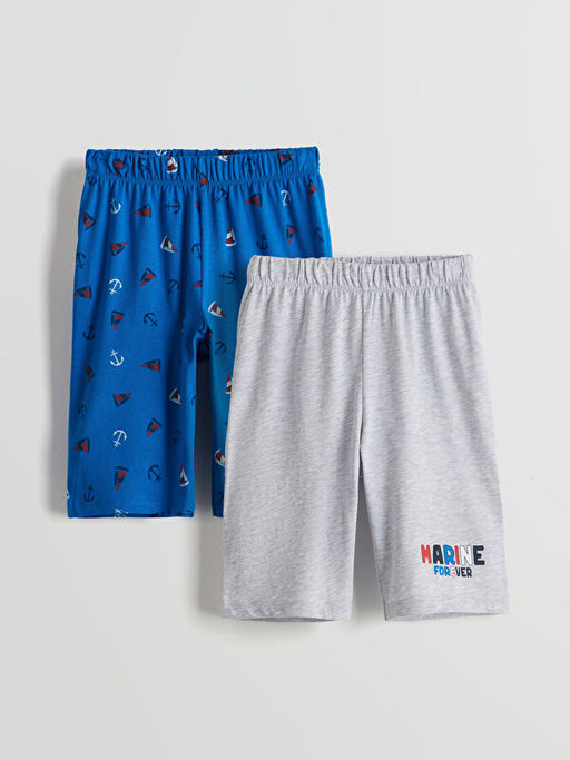 Beli Lastikli Bask?l? Erkek ?ocuk Pijama Alt 2li