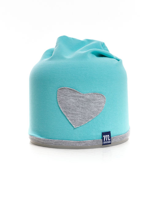 Шапка с сердцем UD 3013 бирюза - Mini maxi фото 2