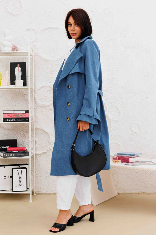 Плащ AURA 7037-176 темно-голубой деним