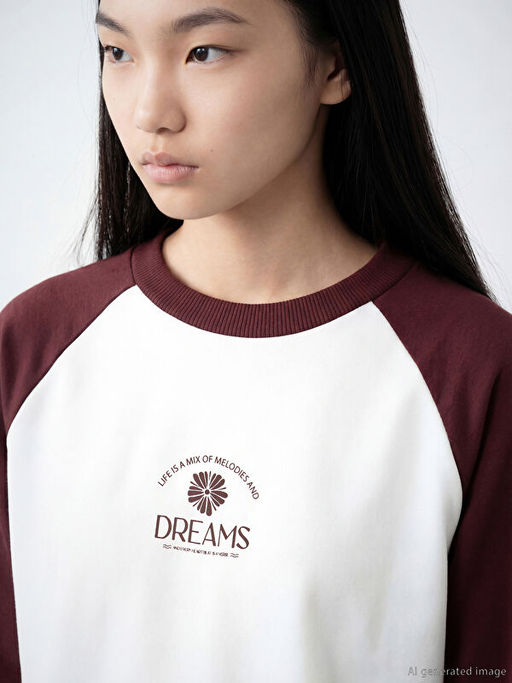 Bisiklet Yaka Bask?l? Kad?n Sweatshirt