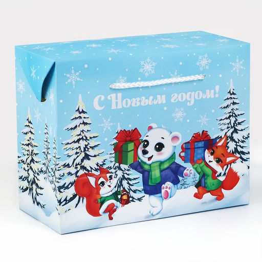 Цена за 2 шт. Пакет-коробка подарочный новогодний С Новым годом, 23?18?11 см