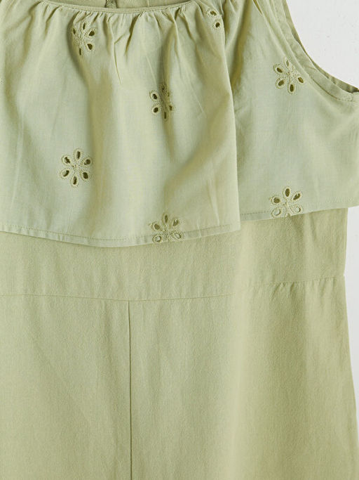 Keten Kar???ml? Fisto Detayl? K?z ?ocuk Salopet