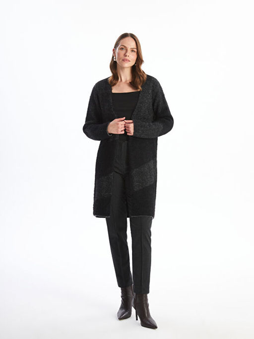 ?al Yaka Renk Bloklu Uzun Kollu Kad?n Triko H?rka