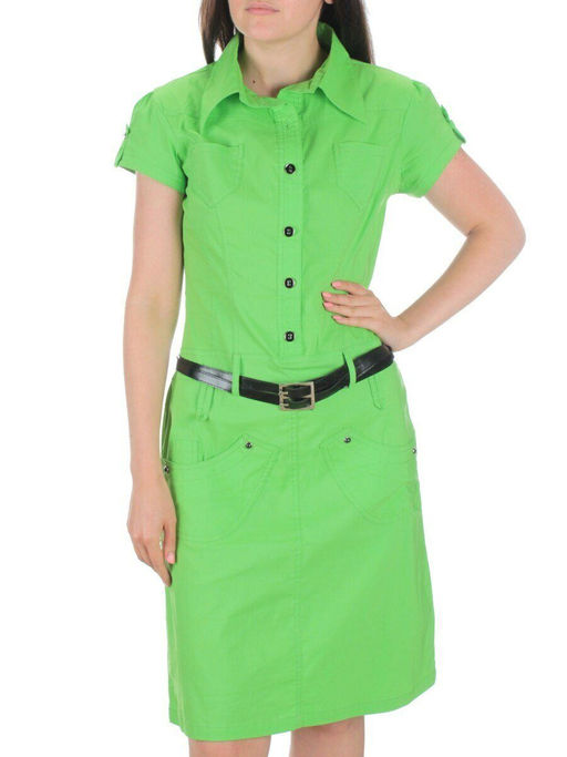 9413 LT.GREEN Платье женское (85% хлопок, 10% вискоза, 5% лайкра)