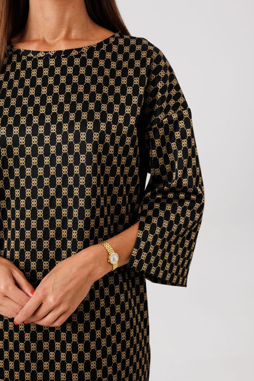 Платье Lars Style 1127 черно-золотой принт